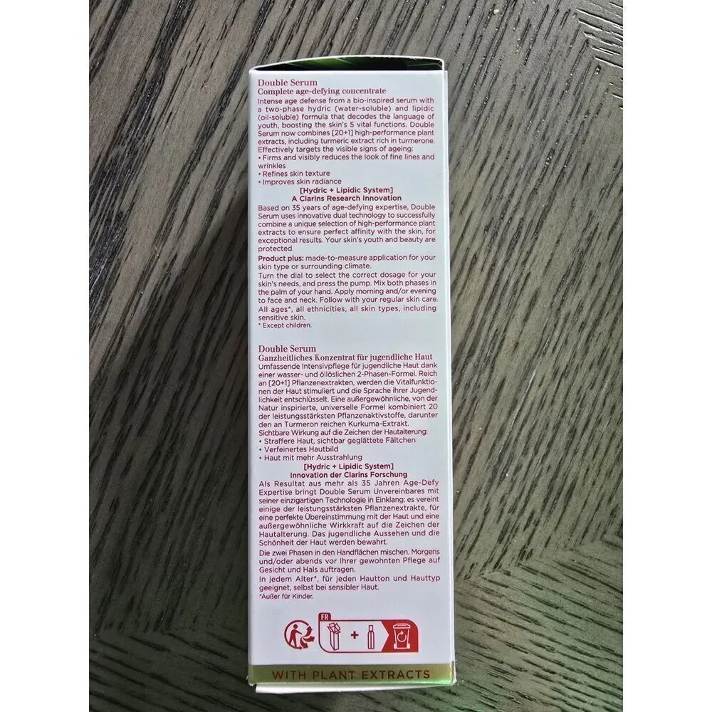 Clarins Double Serum Light Anti Aging Concentrate 1 OZ Hydric Lipidic System